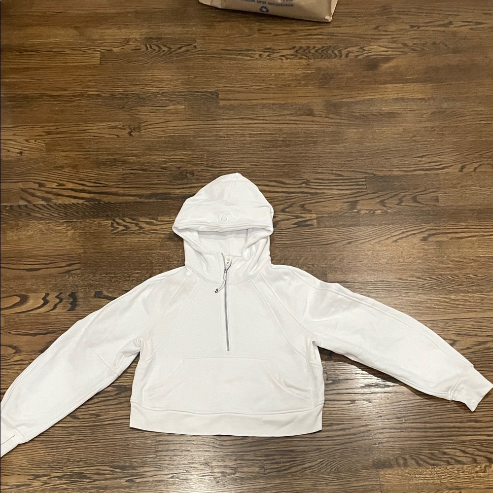 lululemon athletica White Hoodie pullover quarter 1/4 zip.